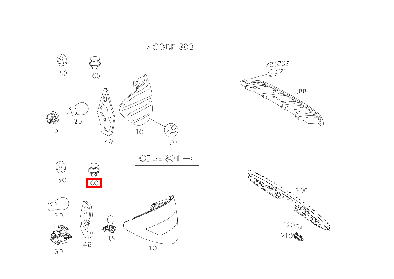 Klammer BEFESTIGUNG SCHLUSSLEUCHTE R 500 L 251