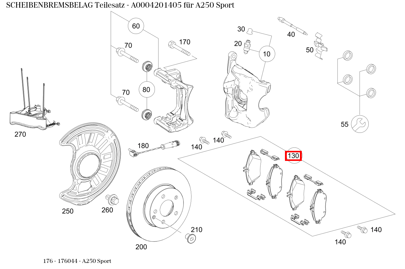 Scheibenbremsbelag Teilesatz A250 Sport 176 Scheibenbremsbelag Teilesatz A250 Sport 176