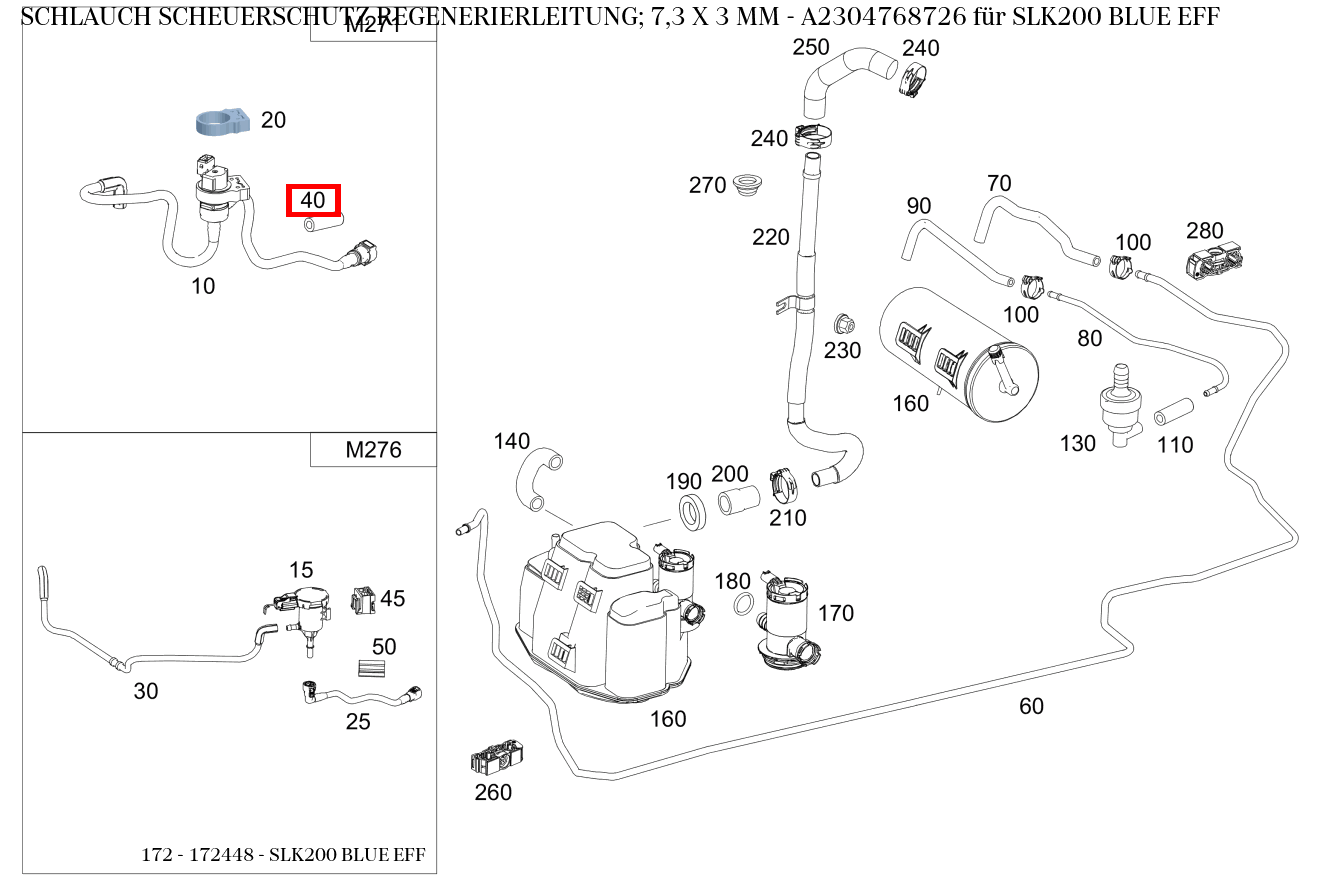 Schlauch SCHEUERSCHUTZ REGENERIERLEITUNG; 7,3 X 3 MM SLK200 BLUE EFF 172