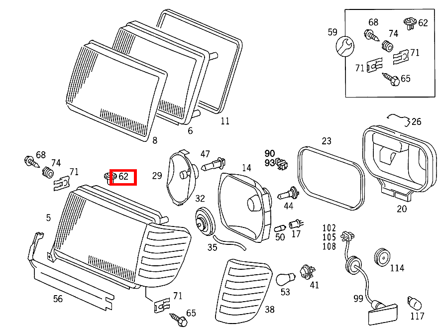 Einsatz LEUCHTEINHEIT AN VERSTEIFUNG VORN OBEN B 180 247