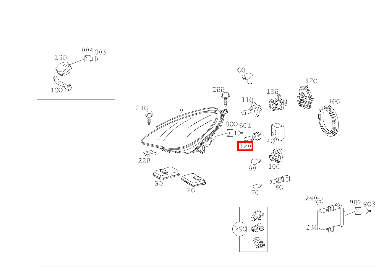 GASENTLAD.LAMPE ABBLENDLICHT; D2S 12V-35W SLK 55 AMG Roadster 171
