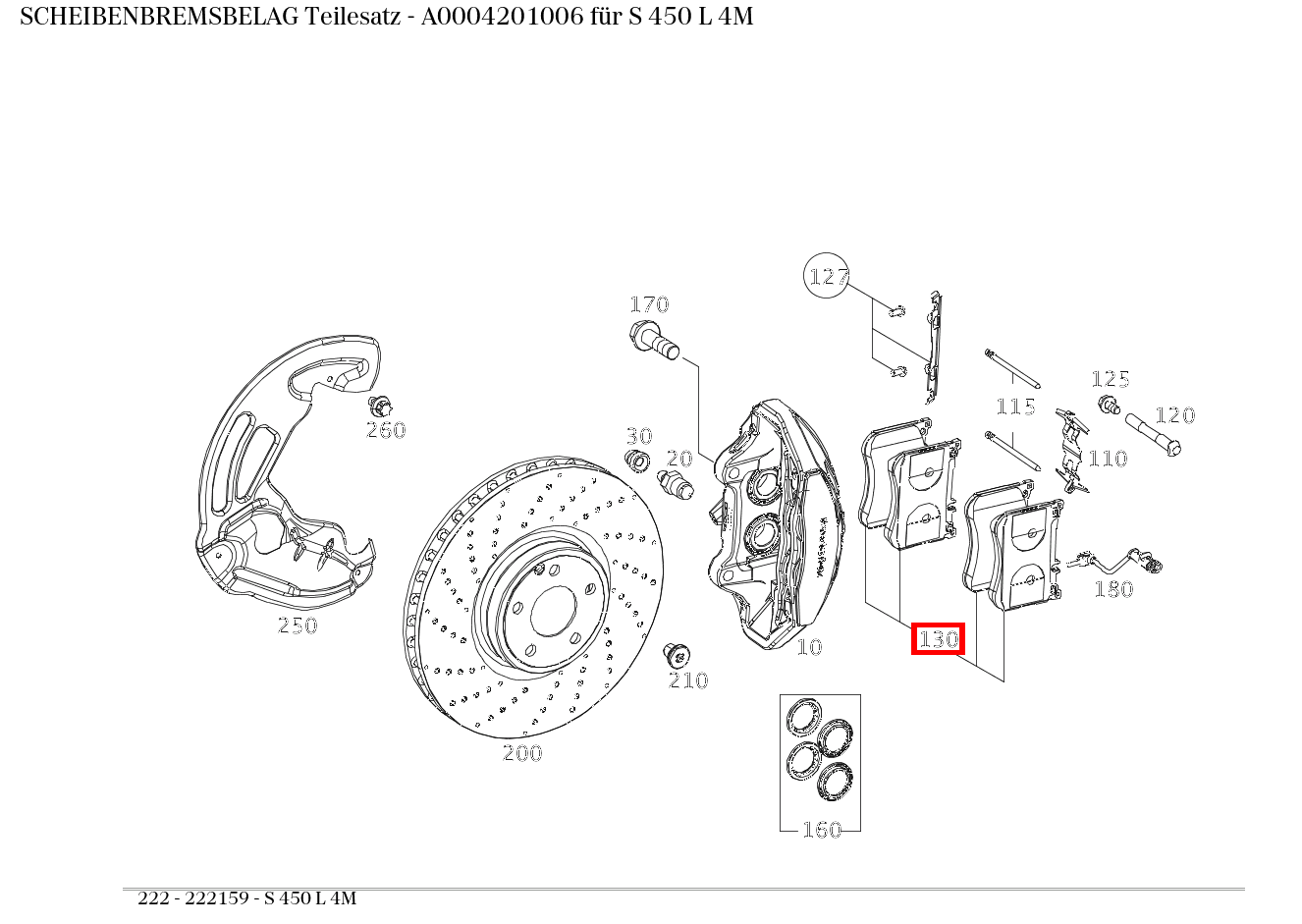 Scheibenbremsbelag Teilesatz S 450 L 4M 222 Scheibenbremsbelag Teilesatz S 450 L 4M 222