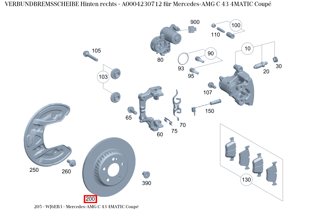 Verbundbremsscheibe Hinten rechts Mercedes-AMG C 43 4MATIC Coupé 205 Verbundbremsscheibe Hinten rechts Mercedes-AMG C 43 4MATIC Coupé 205