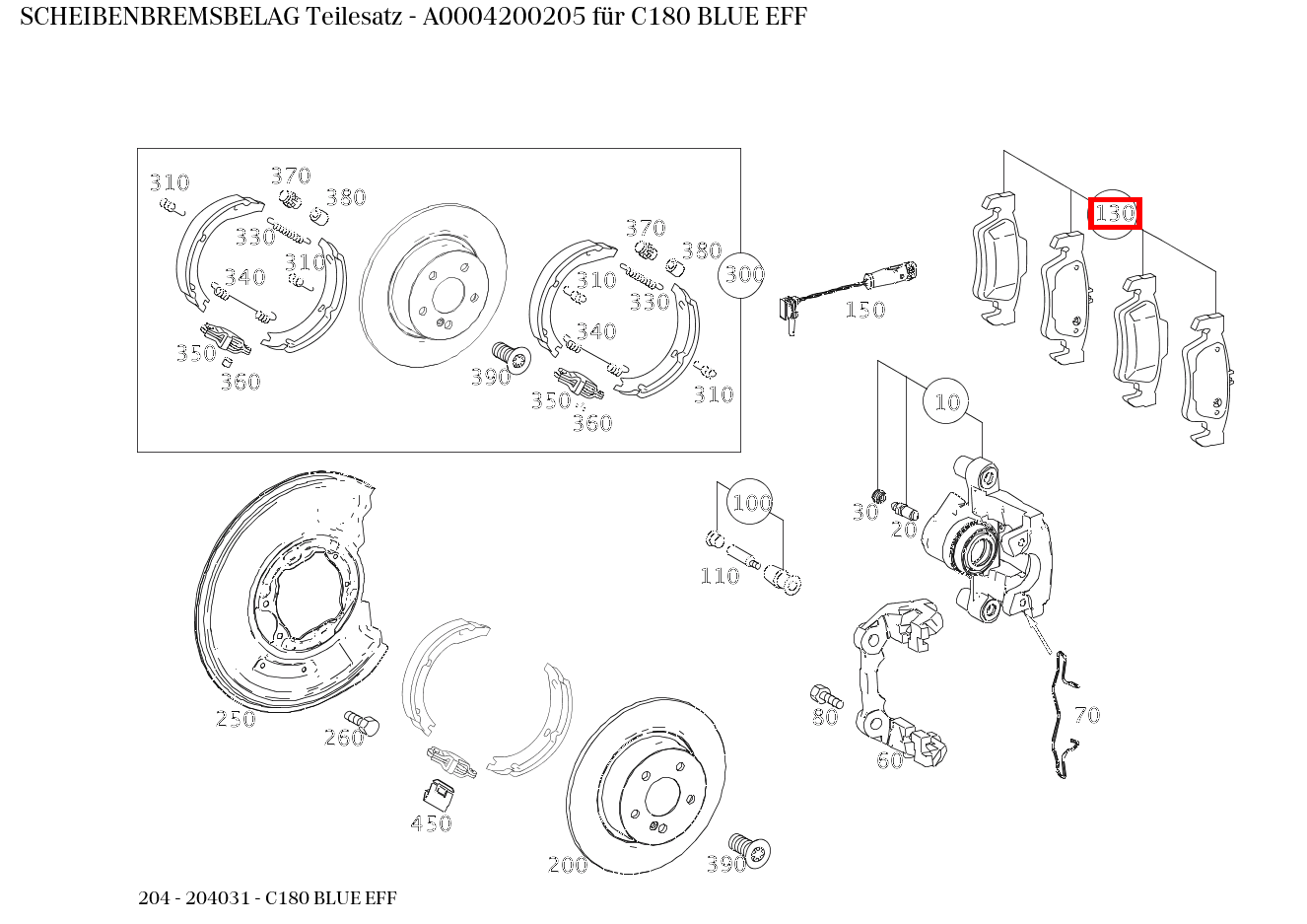 Scheibenbremsbelag Teilesatz C180 BLUE EFF 204