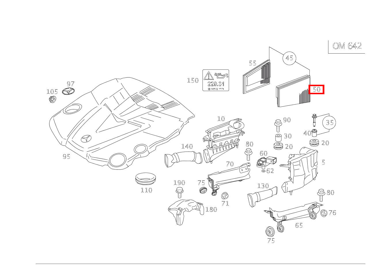 Luftfiltereinsatz LINKS S 350 CDI Limousine lang BCA 221