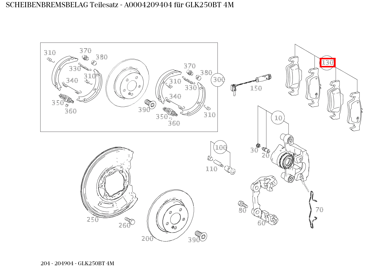 Scheibenbremsbelag Teilesatz GLK250BT 4M 204