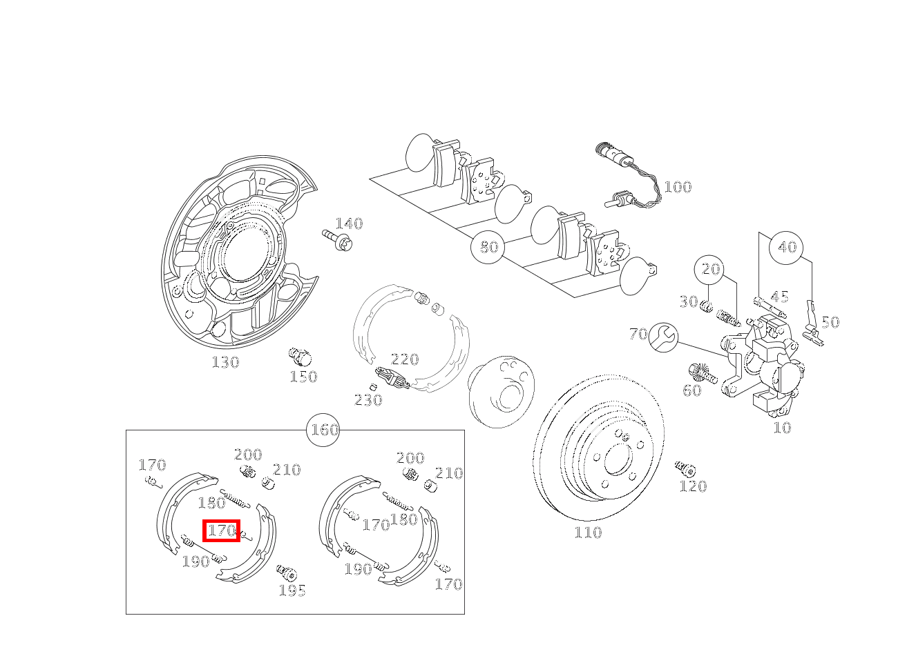 Zugfeder BREMSBACKE AN ABDECKBLECH SLK 55 AMG Roadster 171