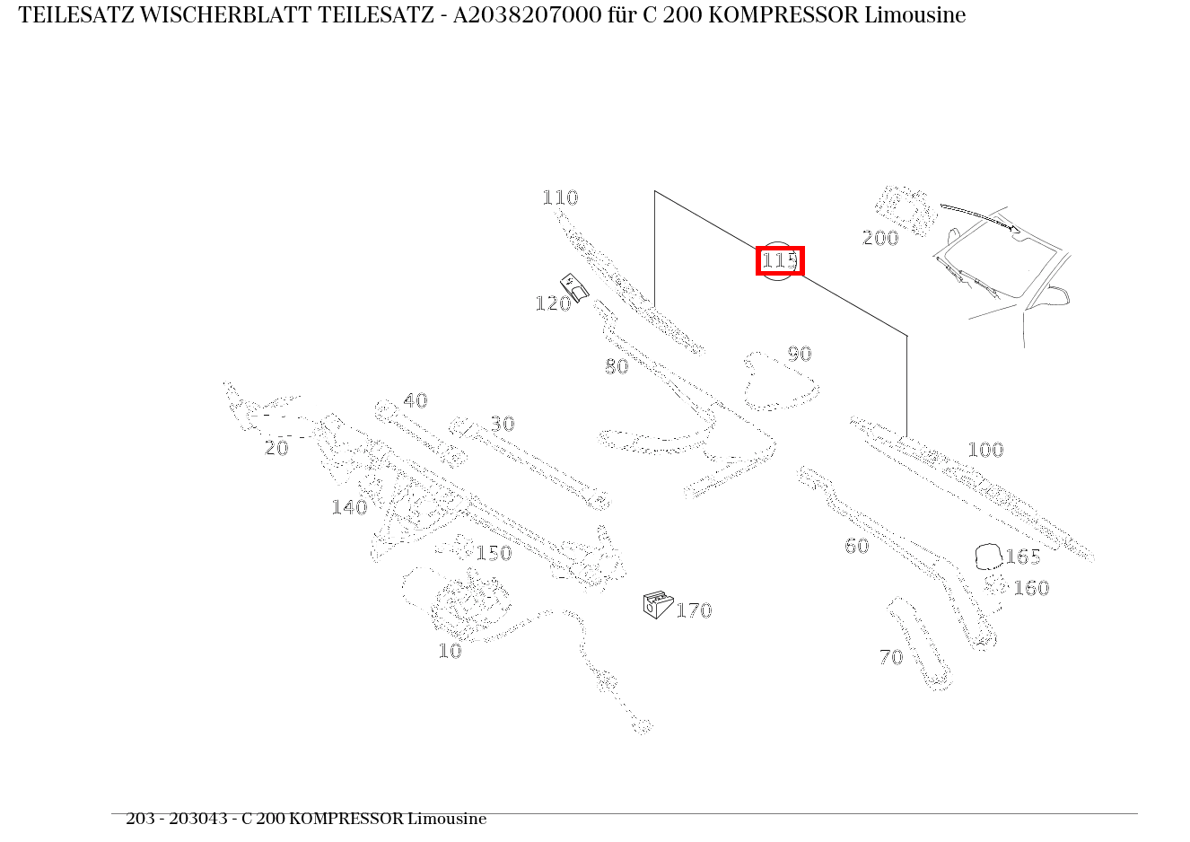 Teilesatz Wischerblatt TEILESATZ C 200 KOMPRESSOR Limousine 203