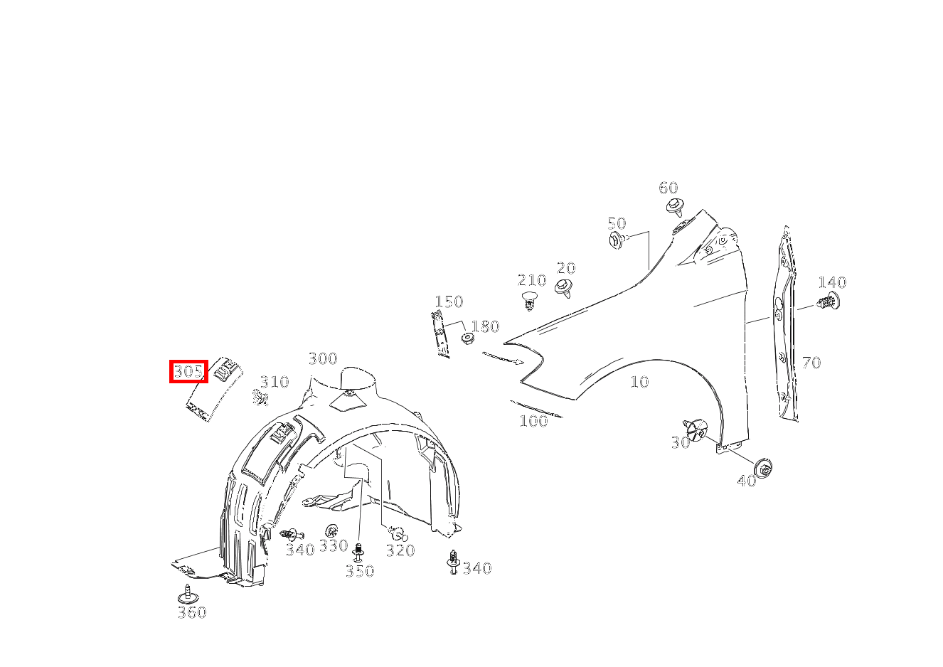 RADLAUFABDECKUNG SERVICEKLAPPE RECHTS B220 4M 246 RADLAUFABDECKUNG SERVICEKLAPPE RECHTS B220 4M 246