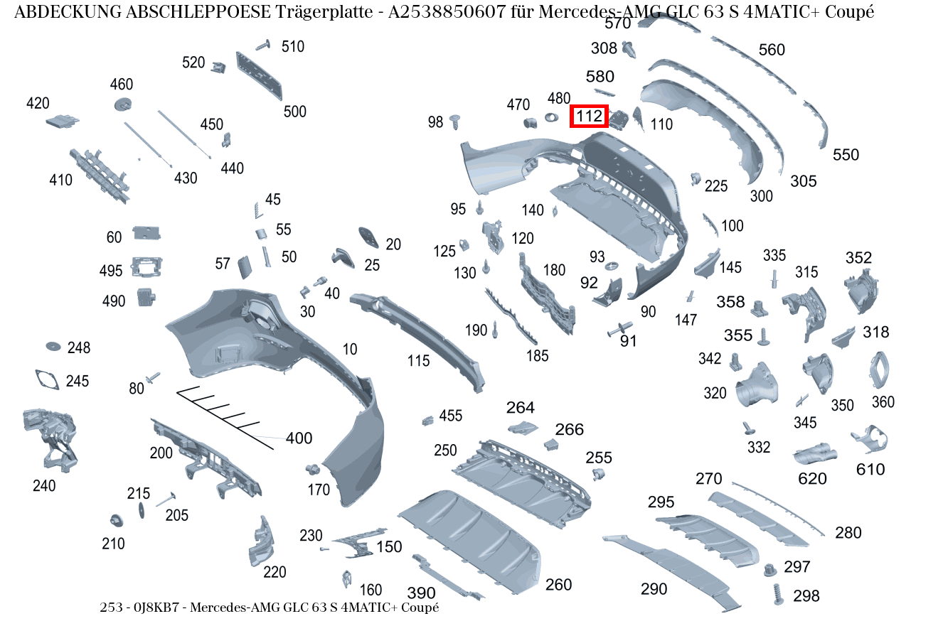 Abdeckung Abschleppöse Trägerplatte Mercedes-AMG GLC 63 S 4MATIC+ Coupé 253 Abdeckung Abschleppöse Trägerplatte Mercedes-AMG GLC 63 S 4MATIC+ Coupé 253