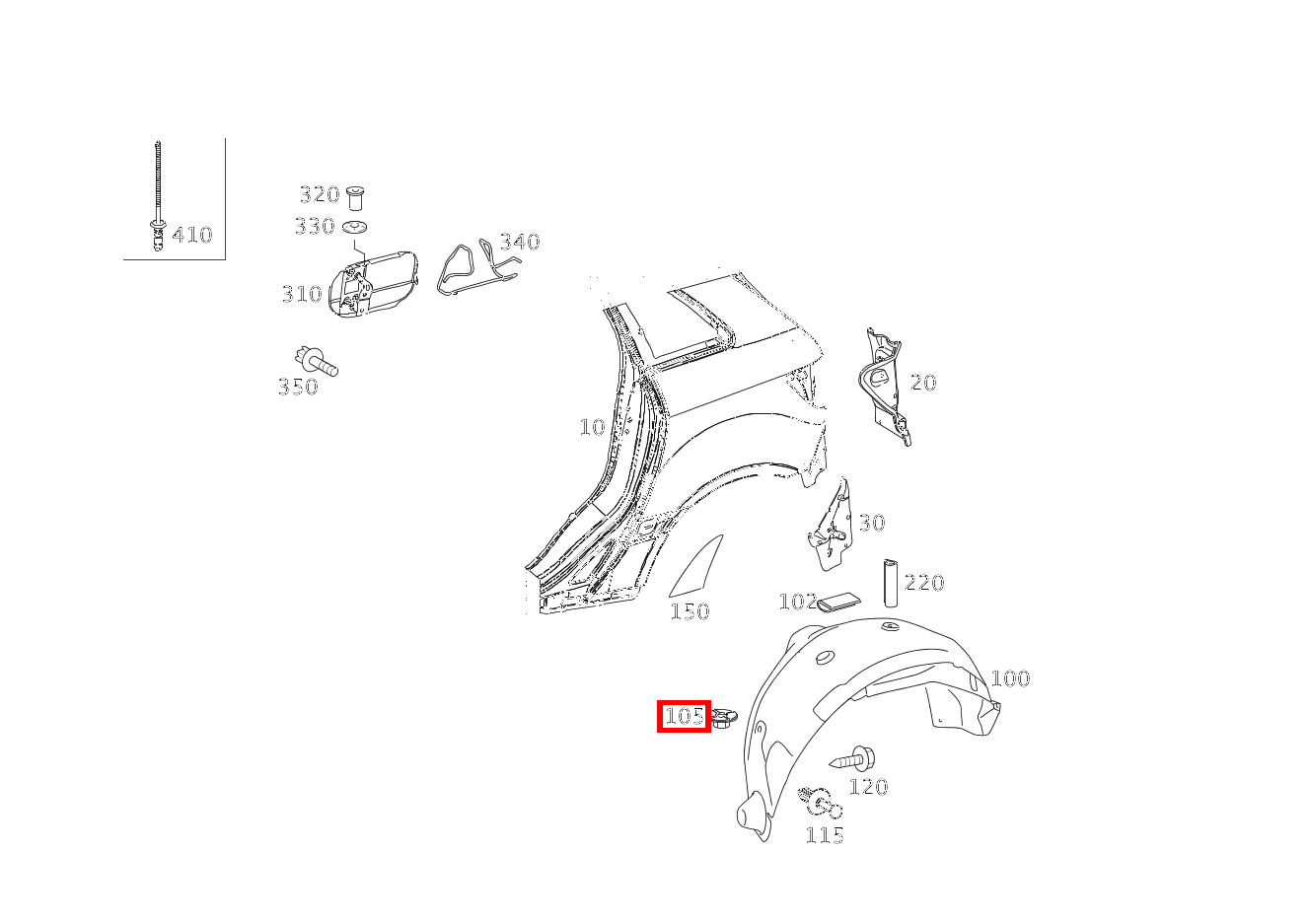 KUNSTSTOFFMUTTER AN UNTERBODENVERKLEIDUNG B 180 246