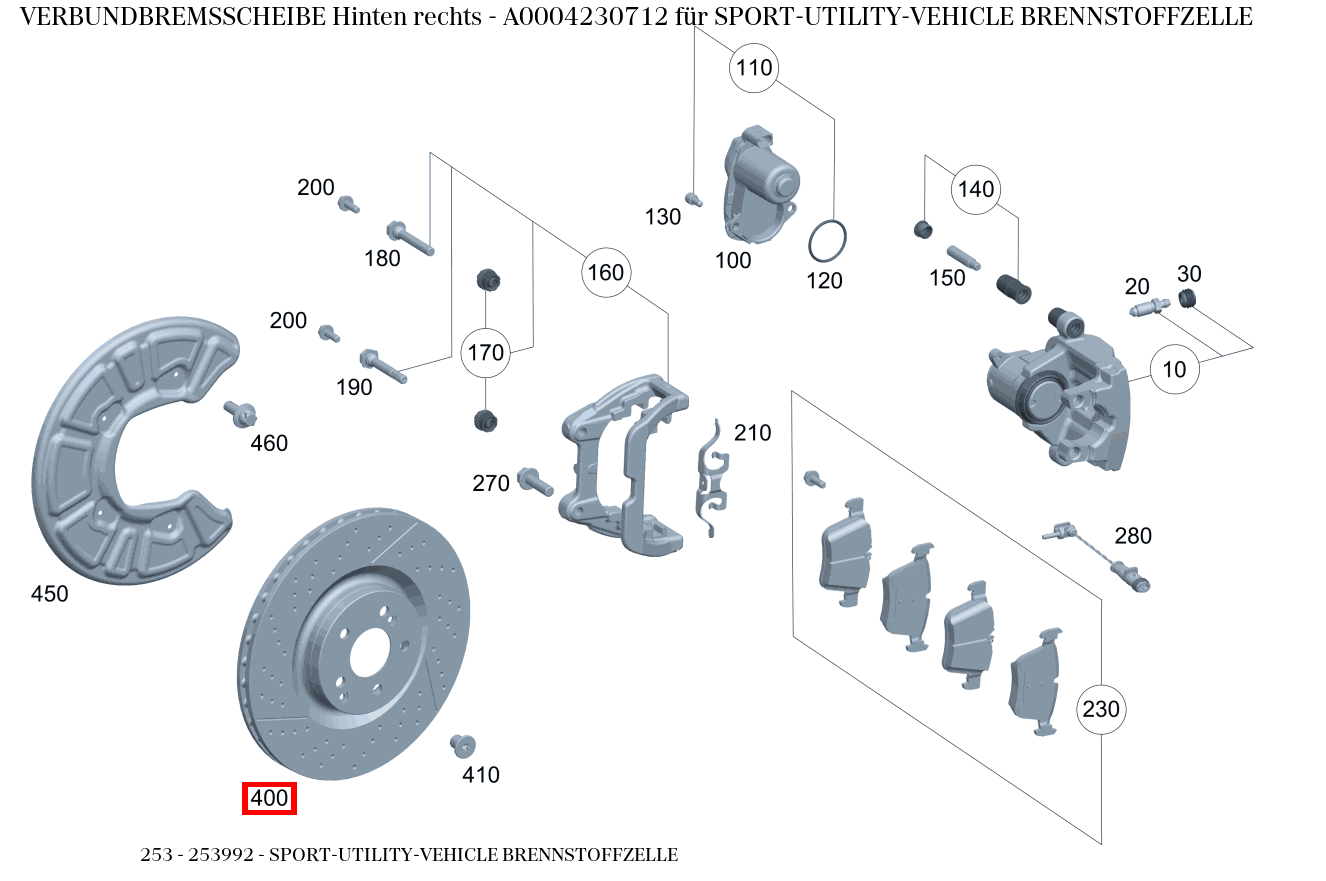 Verbundbremsscheibe Hinten rechts SPORT-UTILITY-VEHICLE BRENNSTOFFZELLE 253 Verbundbremsscheibe Hinten rechts SPORT-UTILITY-VEHICLE BRENNSTOFFZELLE 253