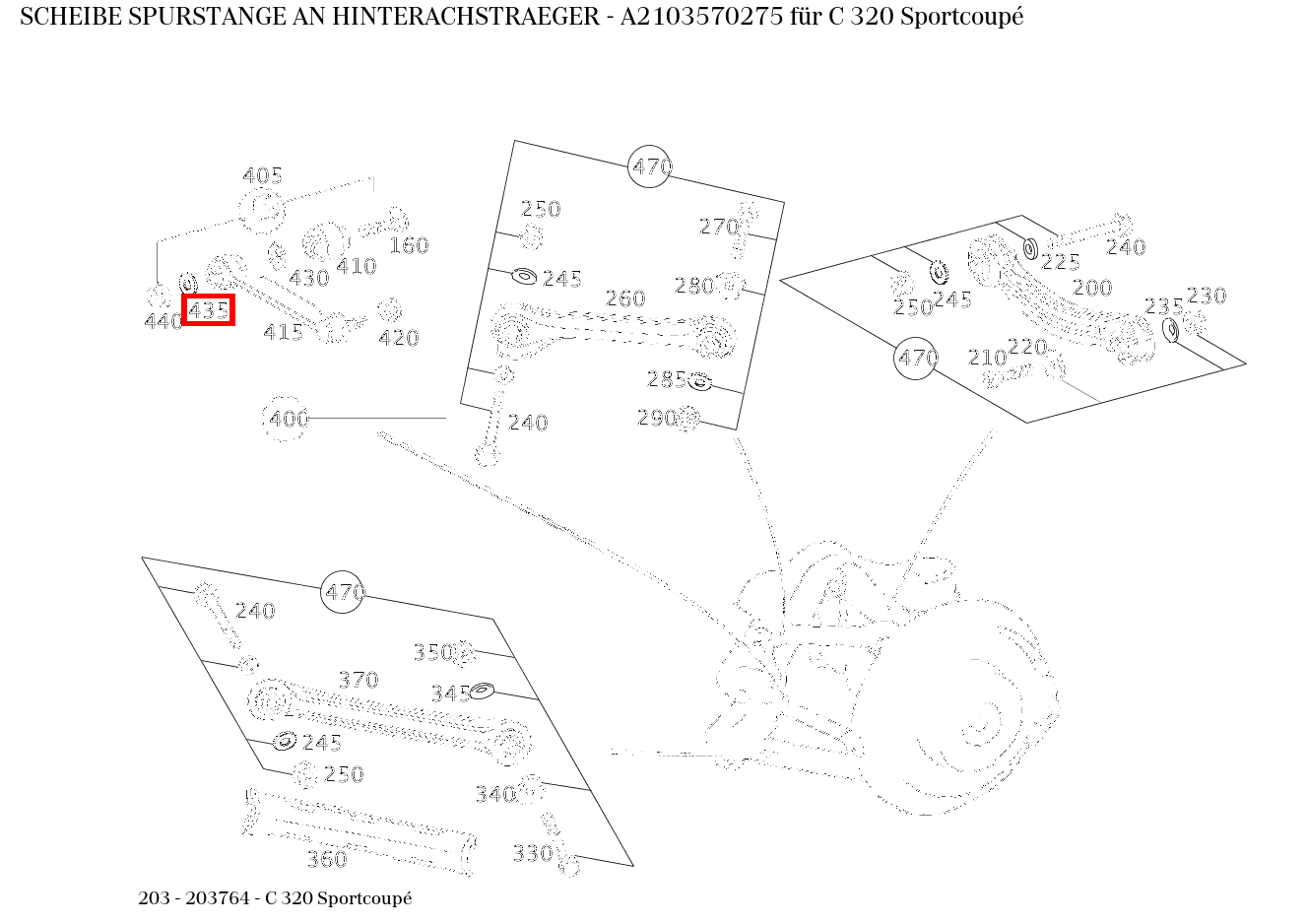 Scheibe SPURSTANGE AN HINTERACHSTRAEGER C 320 Sportcoupé 203