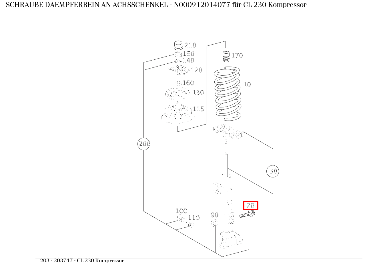 Schraube DAEMPFERBEIN AN ACHSSCHENKEL CL 230 Kompressor 203