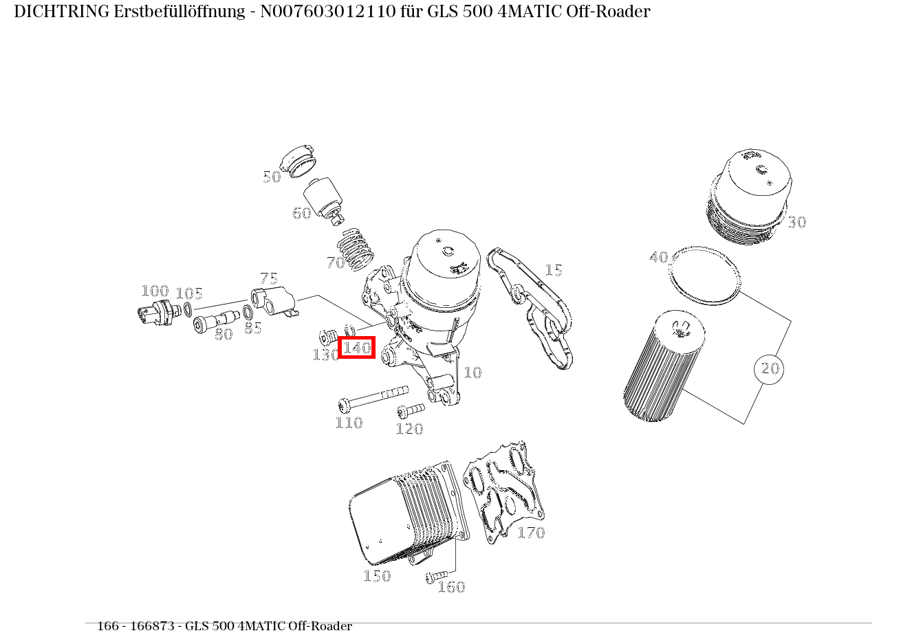 Dichtring Erstbefüllöffnung GLS 500 4MATIC Off-Roader 166