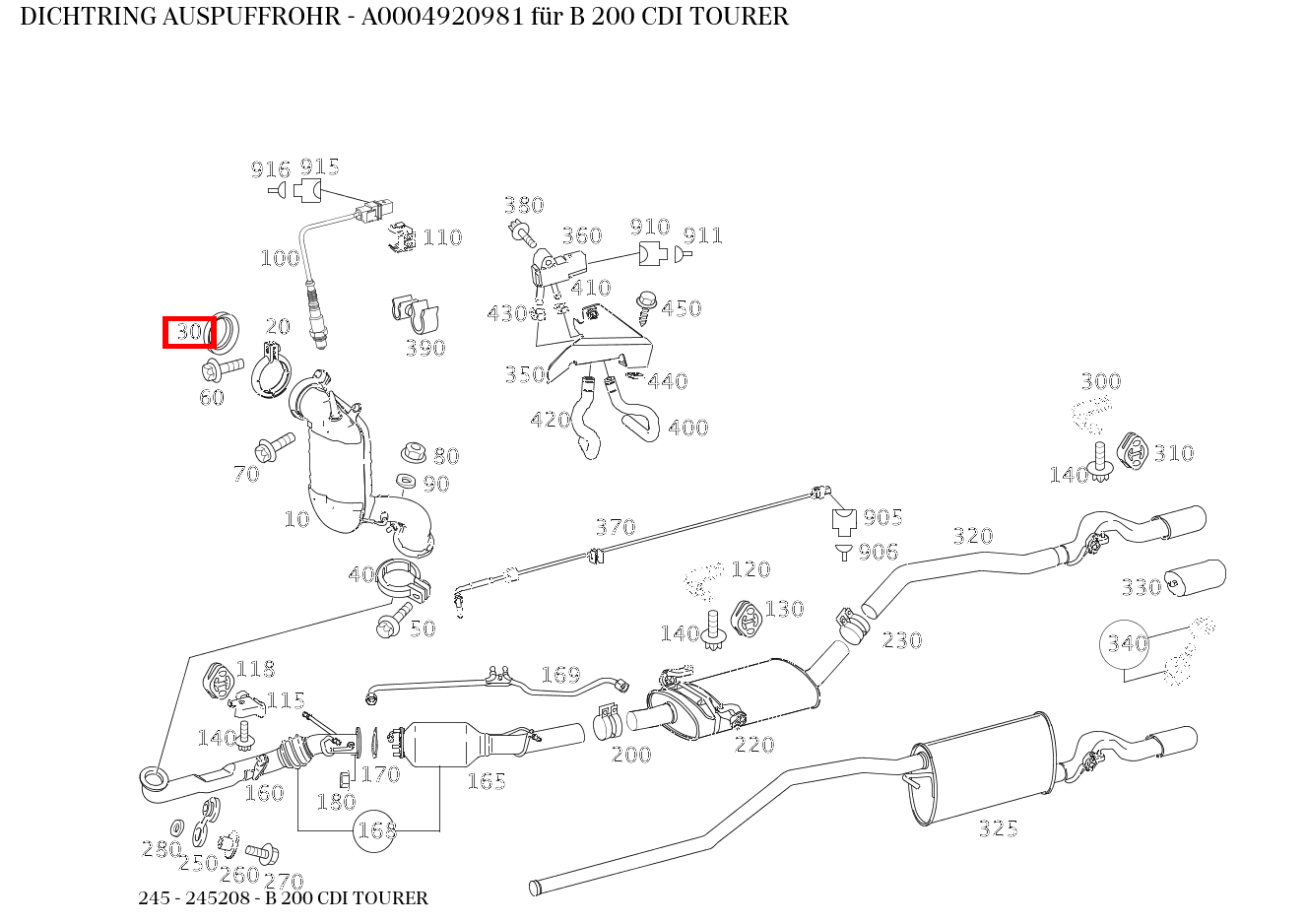 Dichtring AUSPUFFROHR B 200 CDI TOURER 245