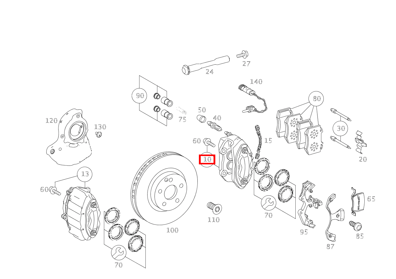 Teilesatz Bremssattel LINKS, OHNE BELAG S500L/S550L 4MATIC 221 Teilesatz Bremssattel LINKS, OHNE BELAG S500L/S550L 4MATIC 221
