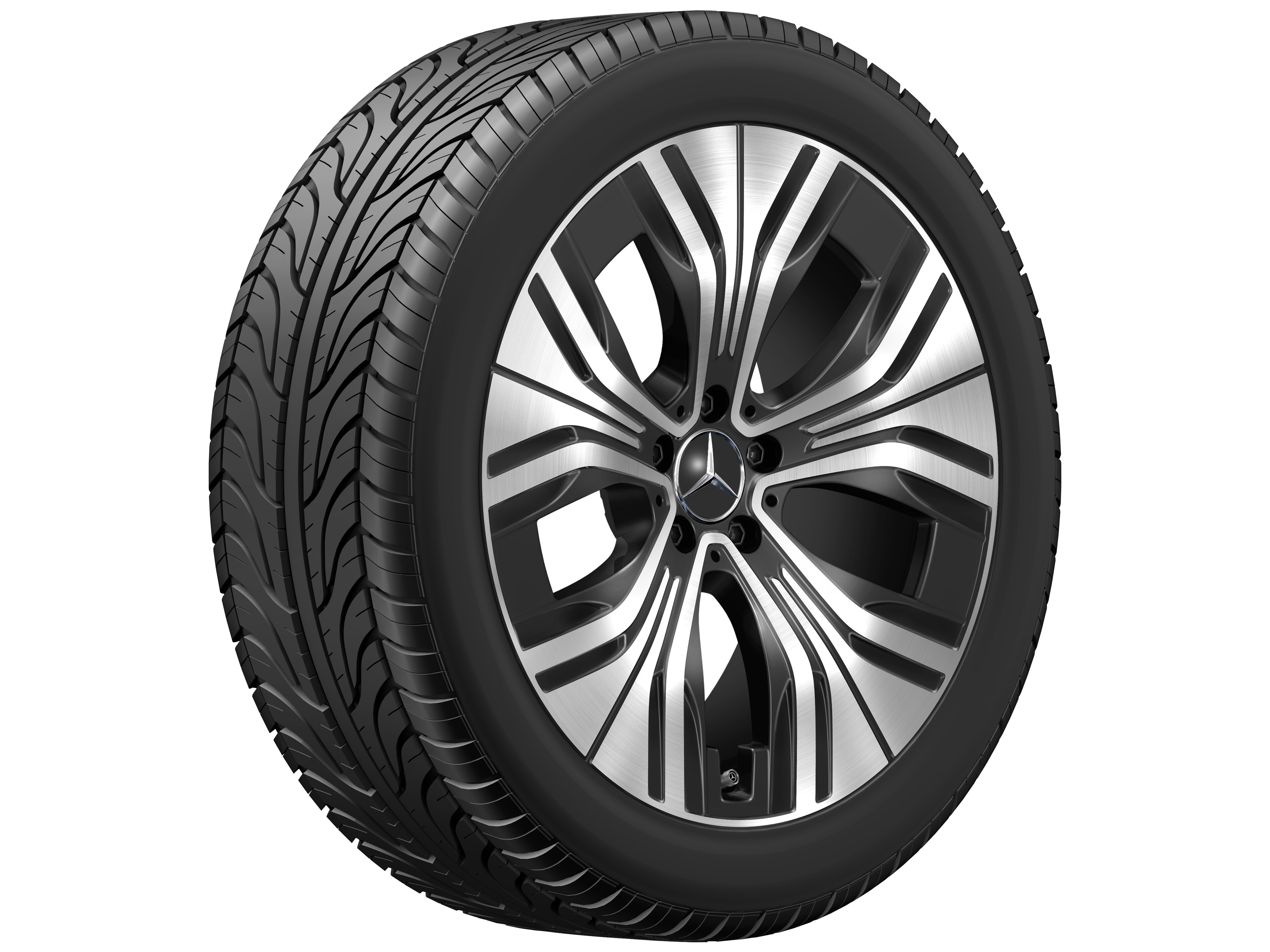 5-Speichen-Rad, Aero, 20 Zoll 8,5 J x 20 ET 38,5, schwarz, glanzgedreht