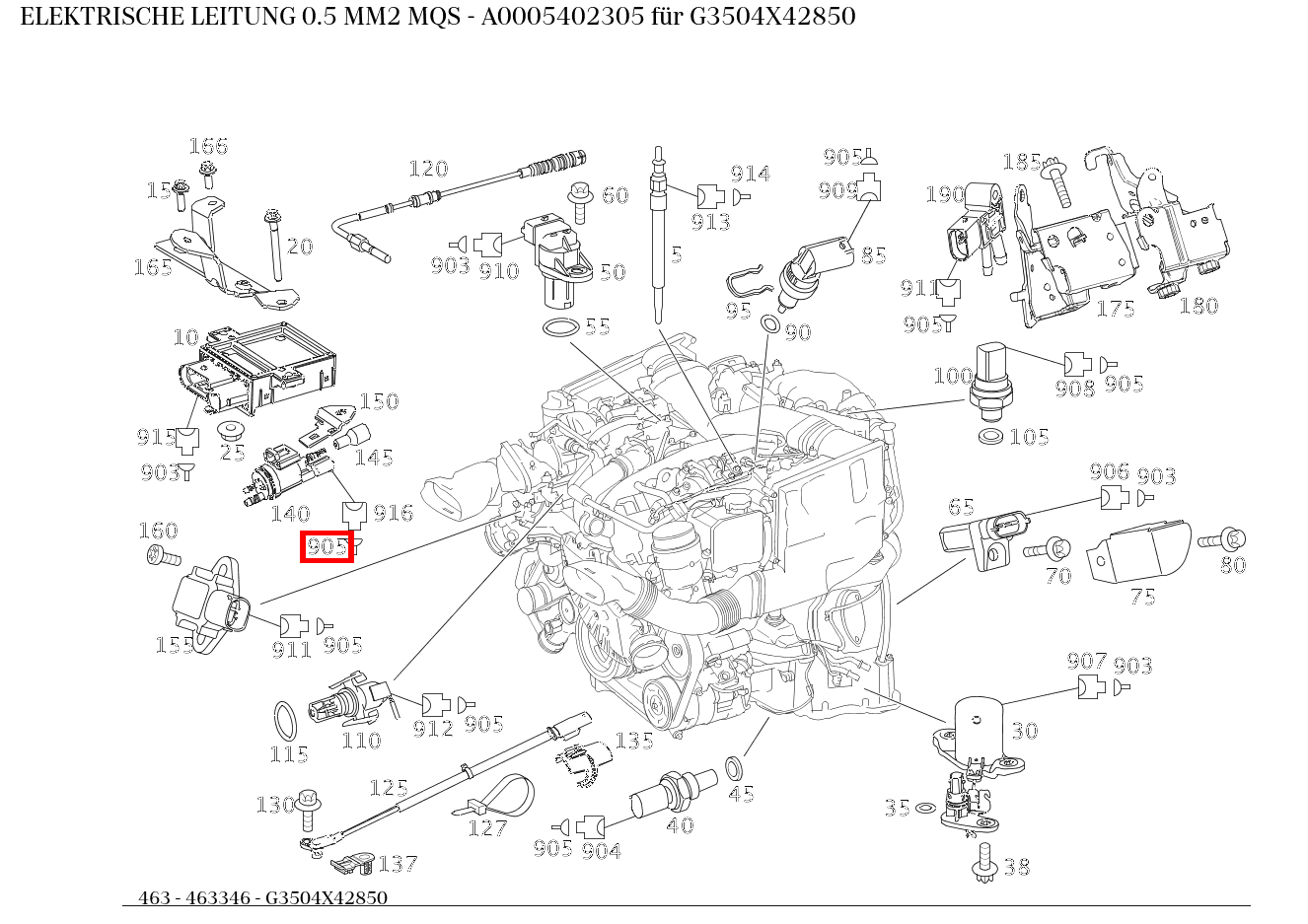 Elektrische Leitung 0.5 MM2 MQS G3504X42850 463 Elektrische Leitung 0.5 MM2 MQS G3504X42850 463