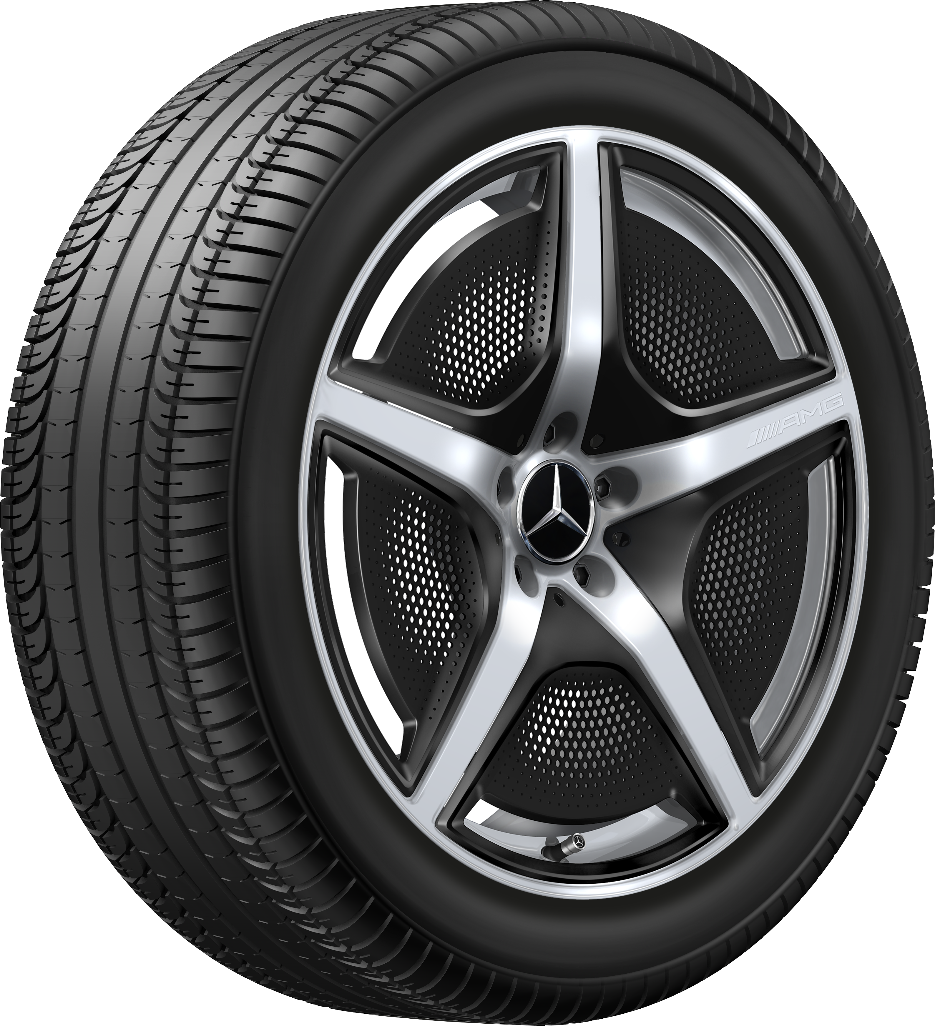 AMG 5-Speichen-Rad, 21 Zoll, 9,5 J x 21 ET 30,1, vanadiumsilber, hochglänzend