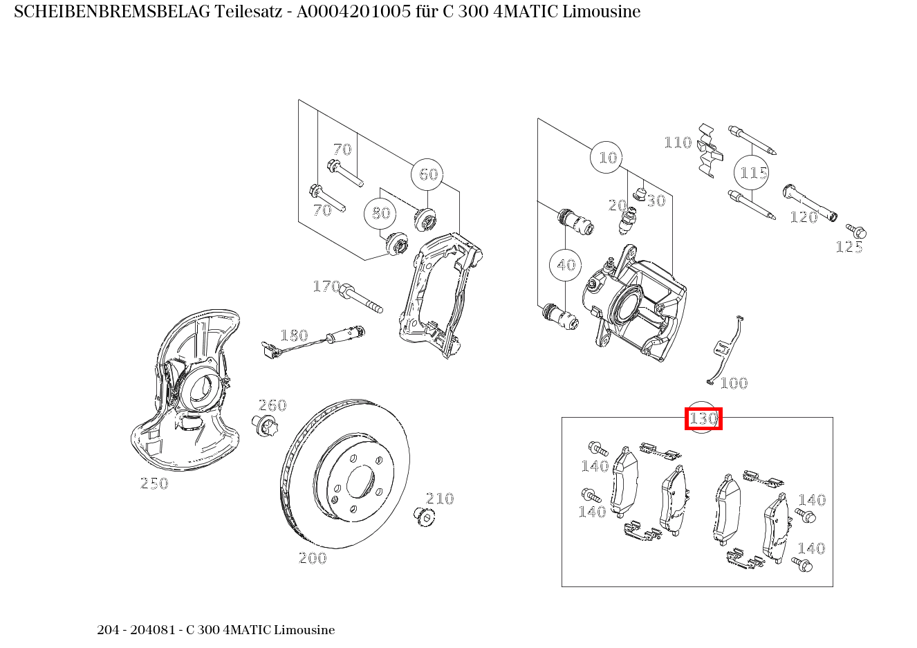 Scheibenbremsbelag Teilesatz C 300 4MATIC Limousine 204