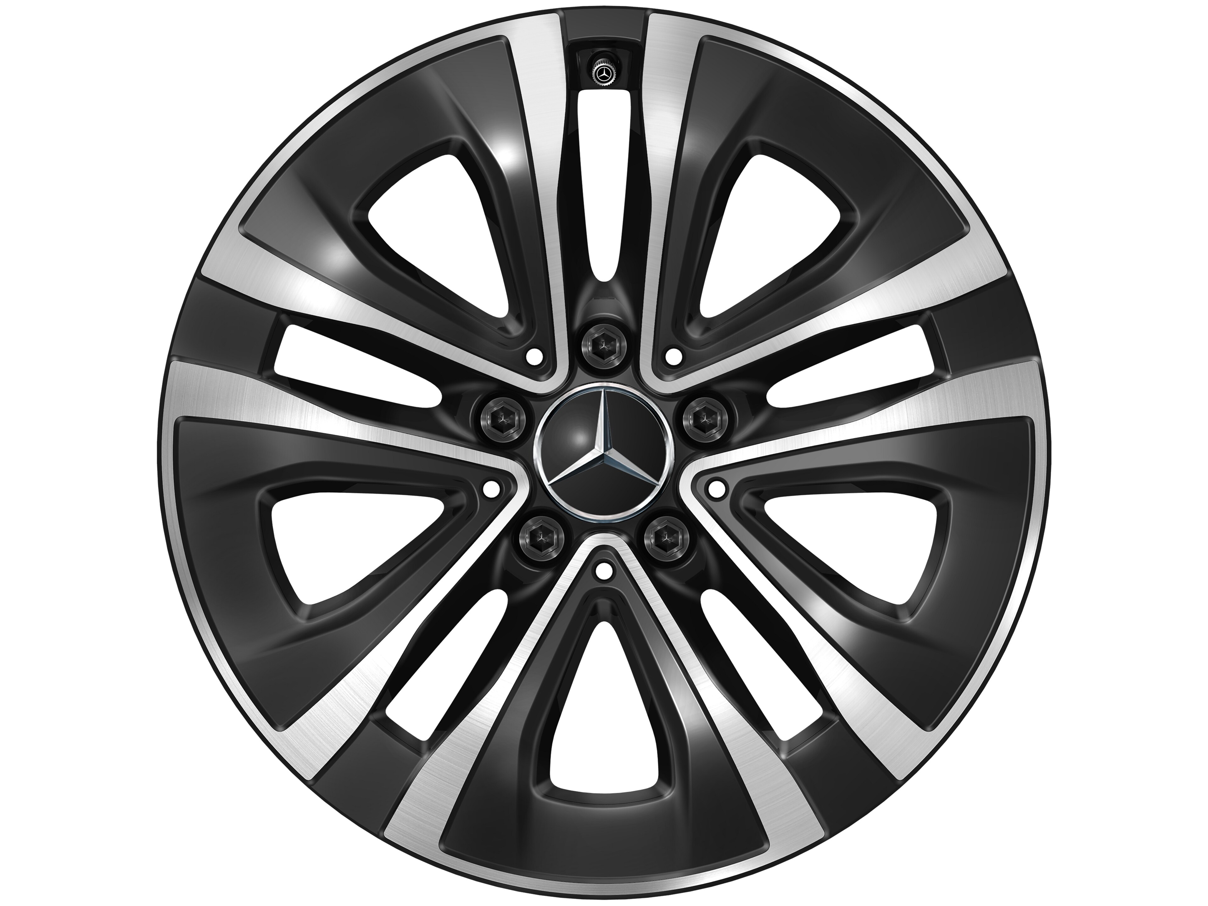 5-Speichen-Rad, Aero, 17 Zoll, mit Zusatzspeichen 6,5 J x 17 ET 44, schwarz, glanzgedreht