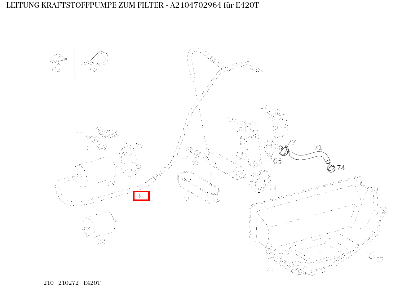 Leitung KRAFTSTOFFPUMPE ZUM FILTER E420T 210