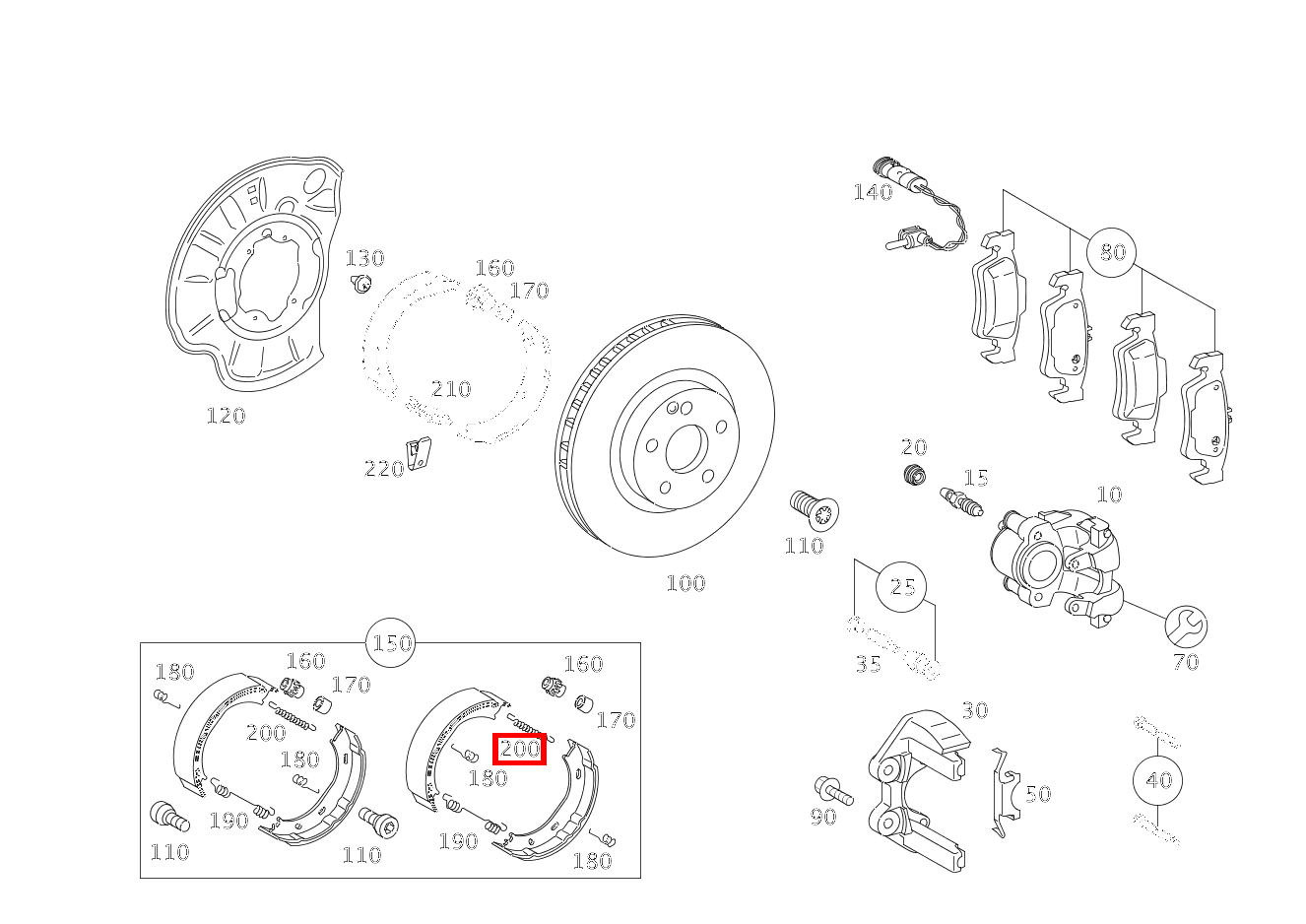 Zugfeder BREMSBACKENRUECKHOLUNG S 550 Limousine lang BCA 221