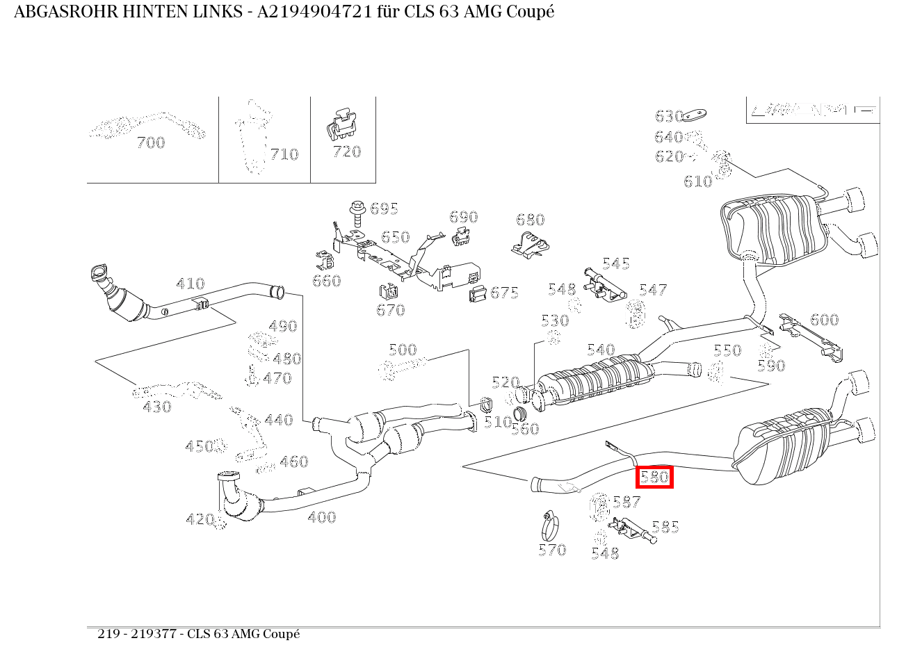 Abgasrohr HINTEN LINKS CLS 63 AMG Coupé 219