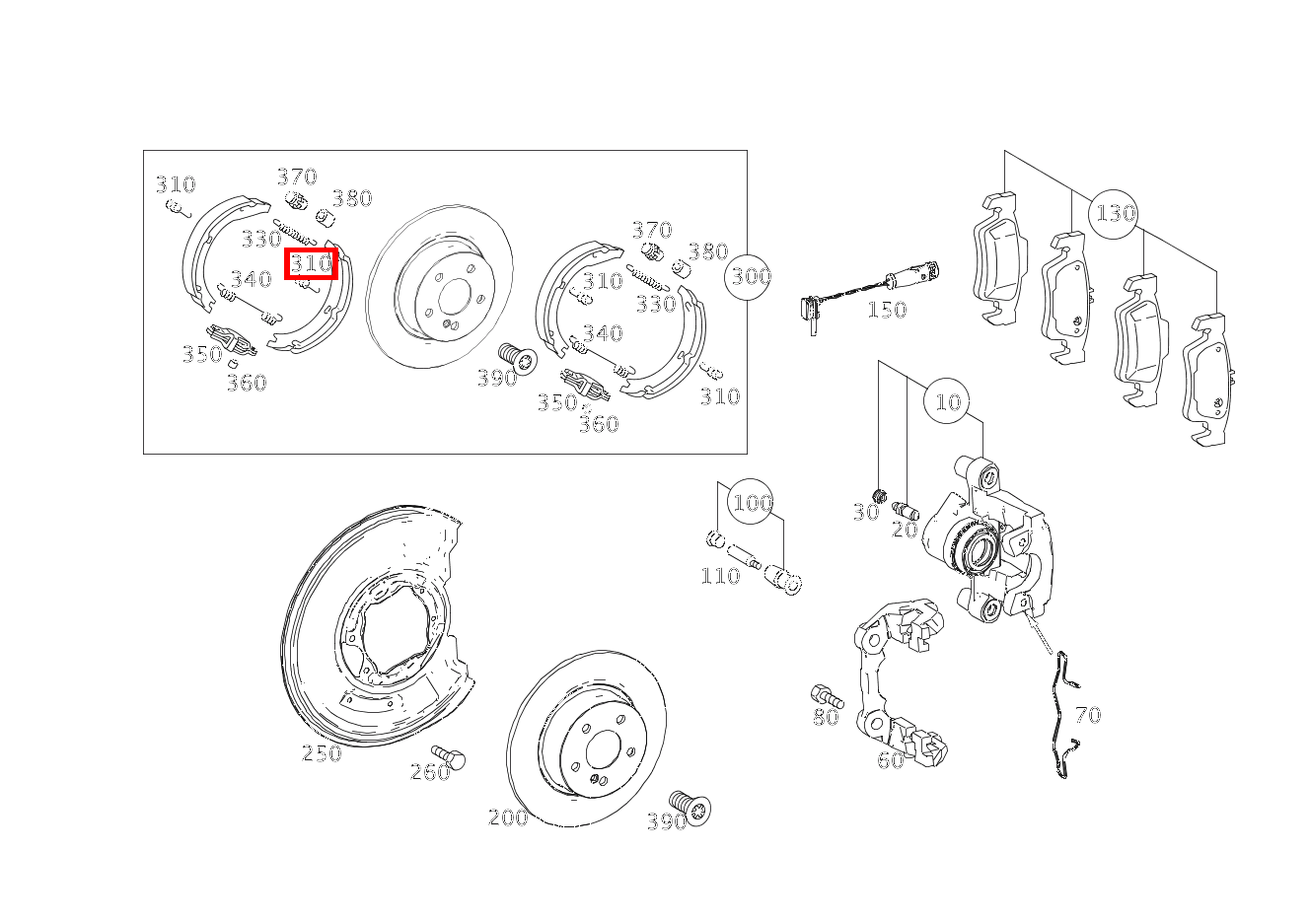 Feder Bremsbacke an Abdeckblech GLK 350 4MATIC 204