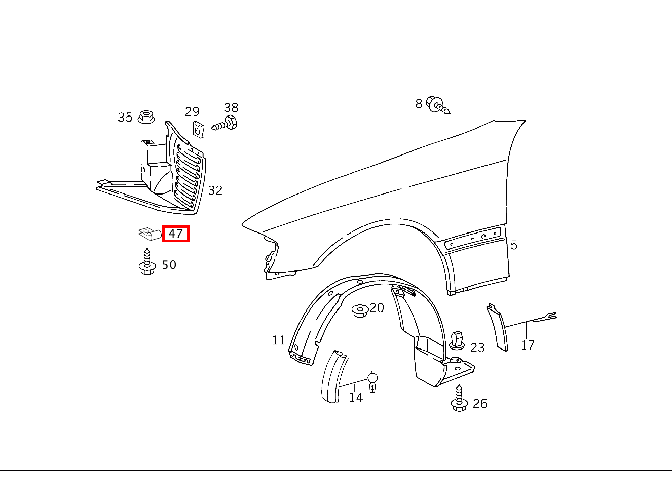 CLIPSMUTTER BLECHSCHRAUBE ABDECKUNG AN STOSSFAENGER VORN C 200 T CDI 202