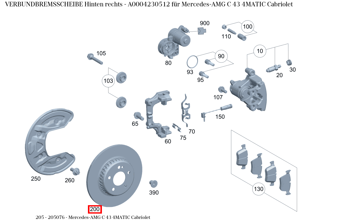 Verbundbremsscheibe Hinten rechts Mercedes-AMG C 43 4MATIC Cabriolet 205