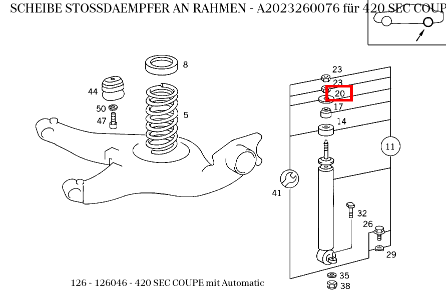 Scheibe STOSSDAEMPFER AN RAHMEN 420 SEC COUPE mit Automatic 126 Scheibe STOSSDAEMPFER AN RAHMEN 420 SEC COUPE mit Automatic 126