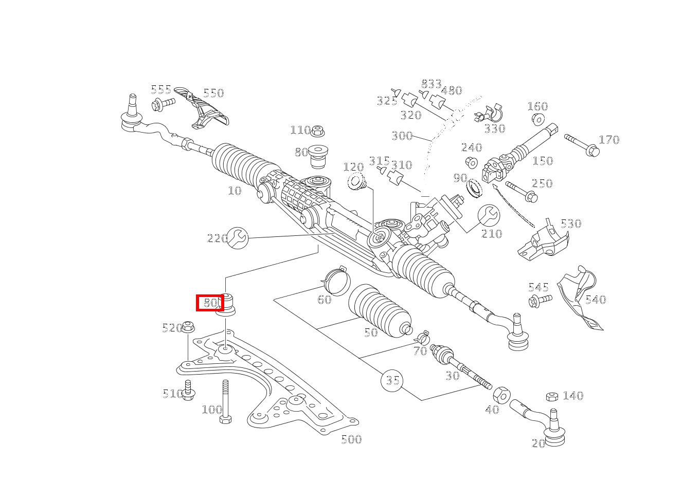 Gummilager ZAHNSTANGENLENKUNG E280CDI SONDERAUFB 211