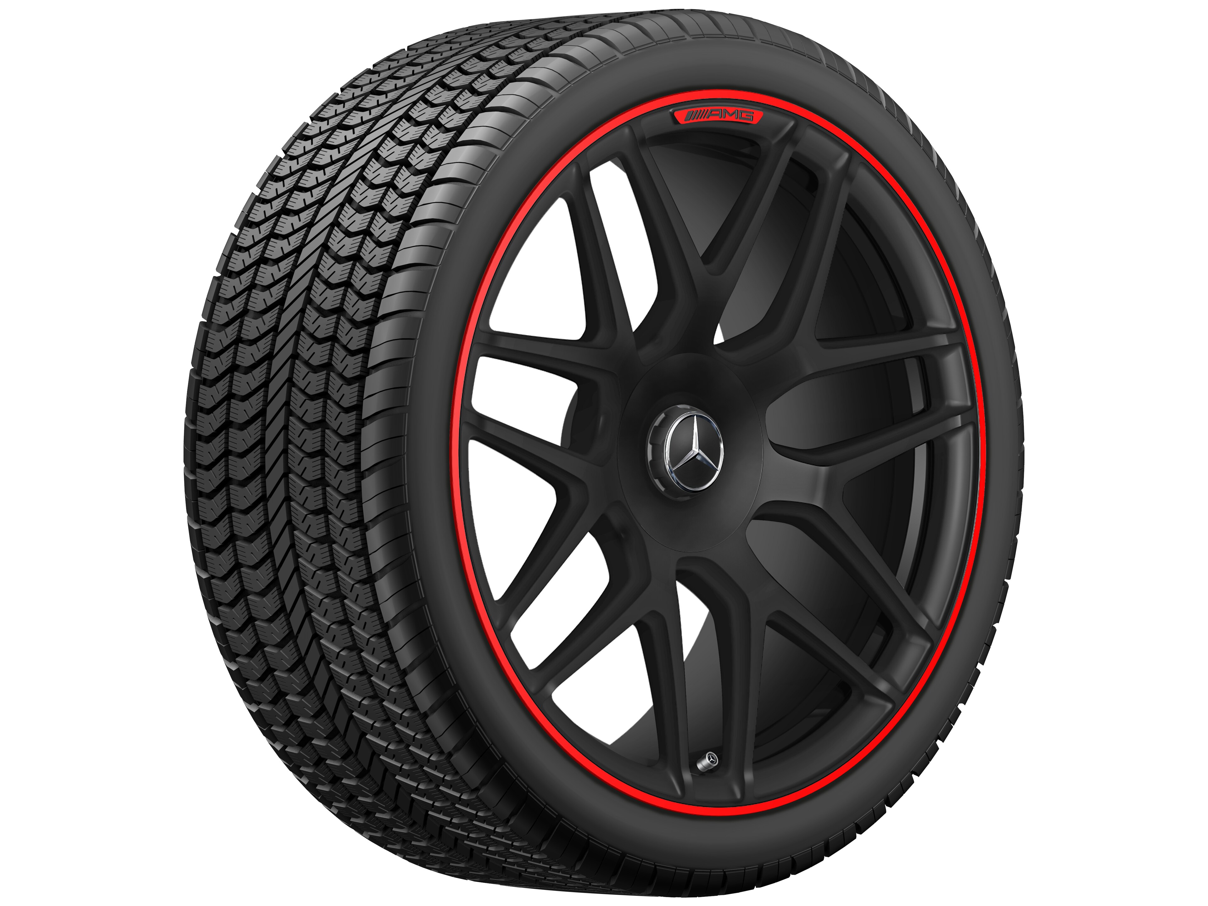 AMG Schmiederad 22 Zoll, Felgenhorn rot lackiert 10 J x 22 ET 36, schwarz matt