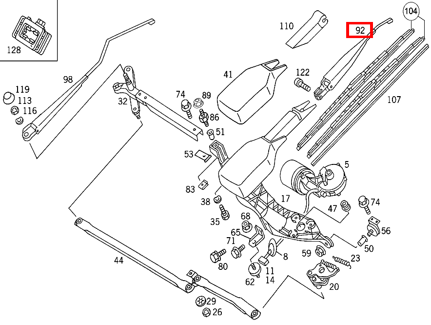Wischerarm LINKS S 350 Turbodiesel 140