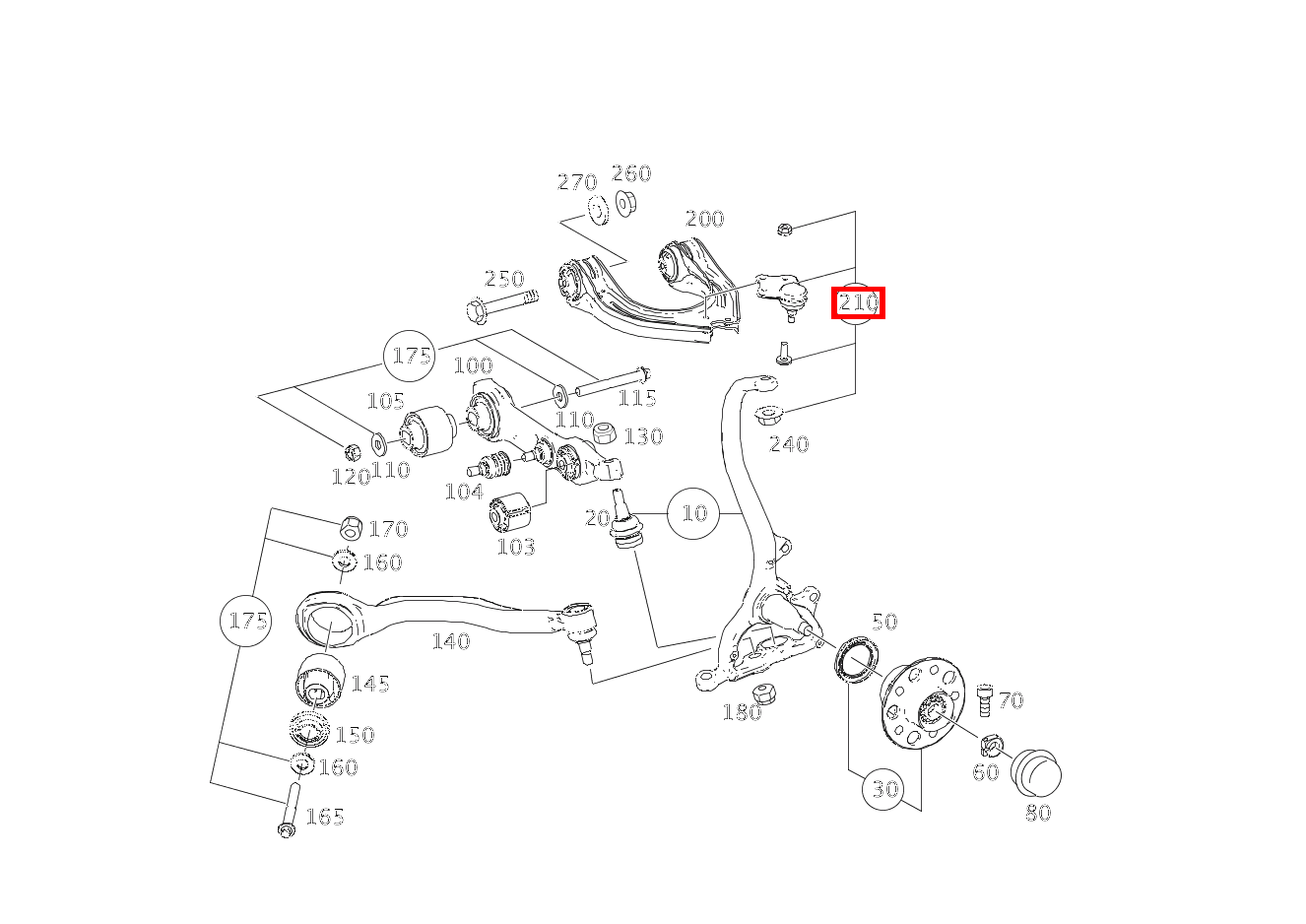 REP.SATZ QUERLENKER Gelenk an Achsschenkel rechts CLS 55 AMG 219
