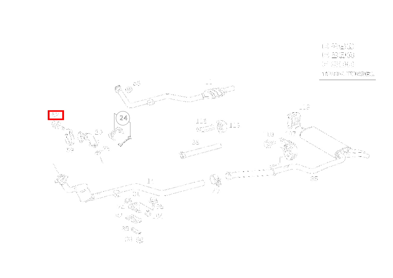 Sechsrundschraube AUSPUFFROHR AN TURBOLADER M 8X40; M8X40 E300TT 210