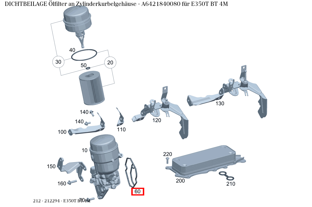 Dichtbeilage Ölfilter an Zylinderkurbelgehäuse E350T BT 4M 212