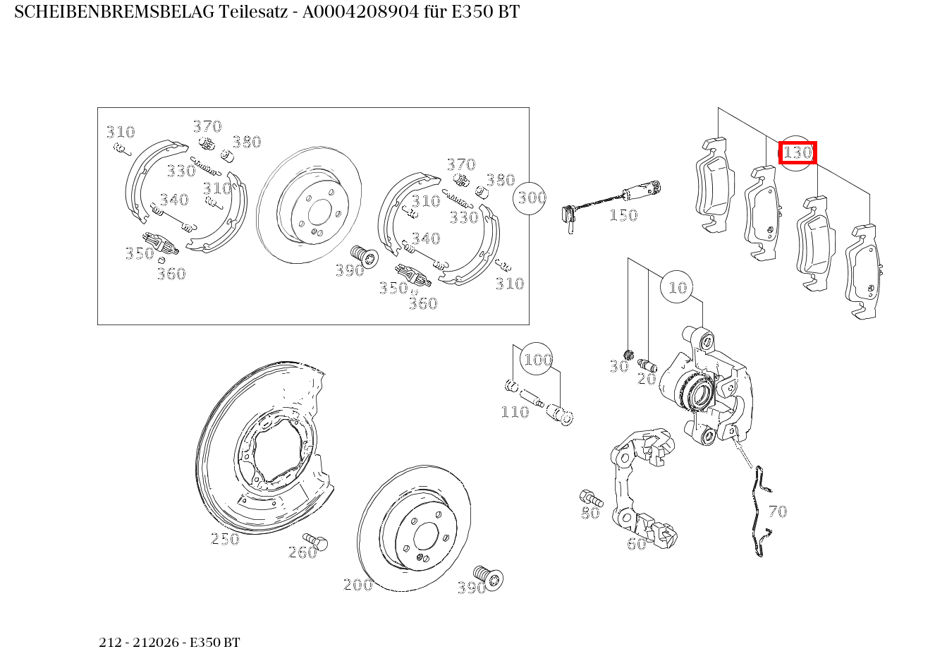 Scheibenbremsbelag Teilesatz E350 BT 212 Scheibenbremsbelag Teilesatz E350 BT 212