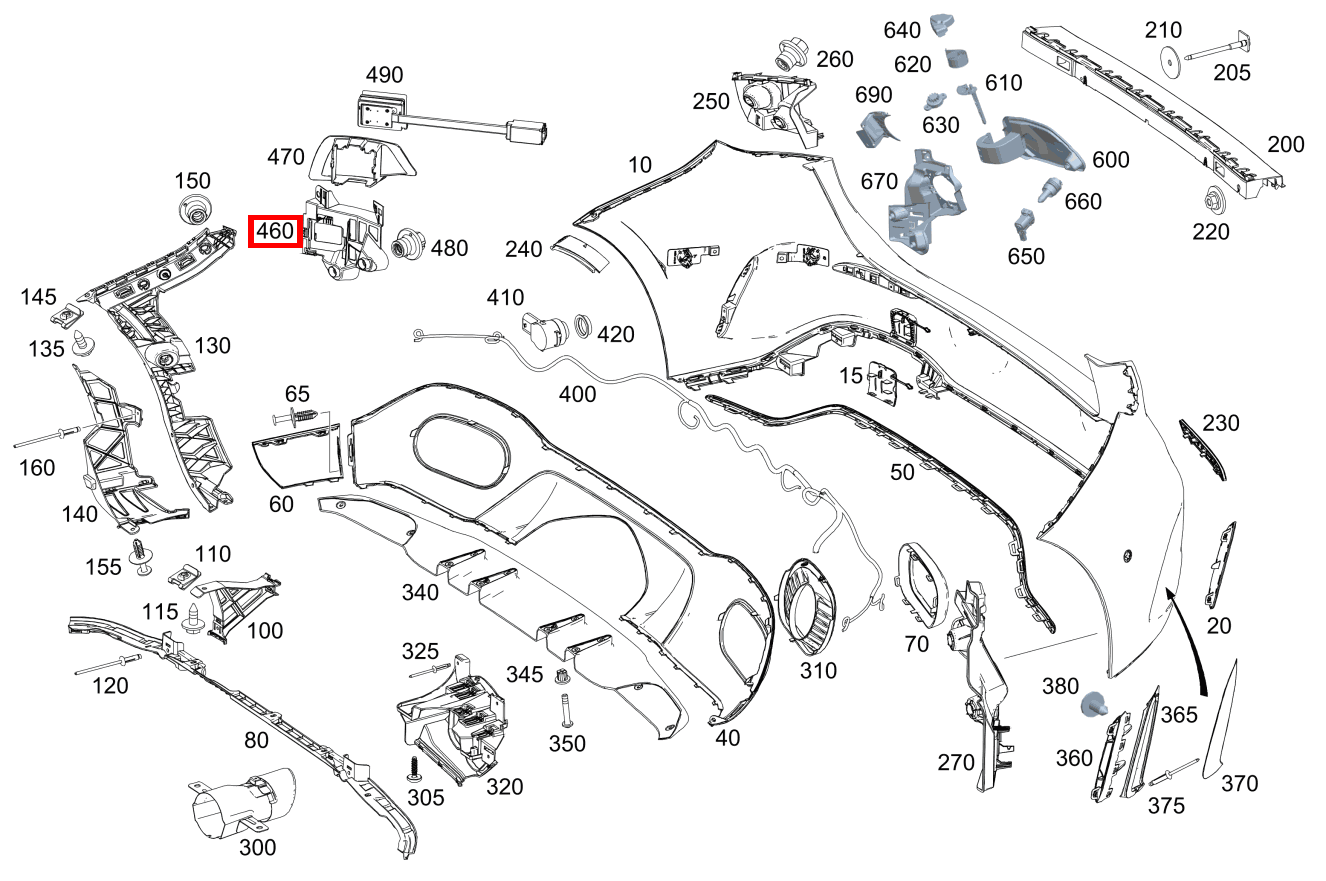 Aufnahme Radarsensor rechts außen E 320 Limousine 211