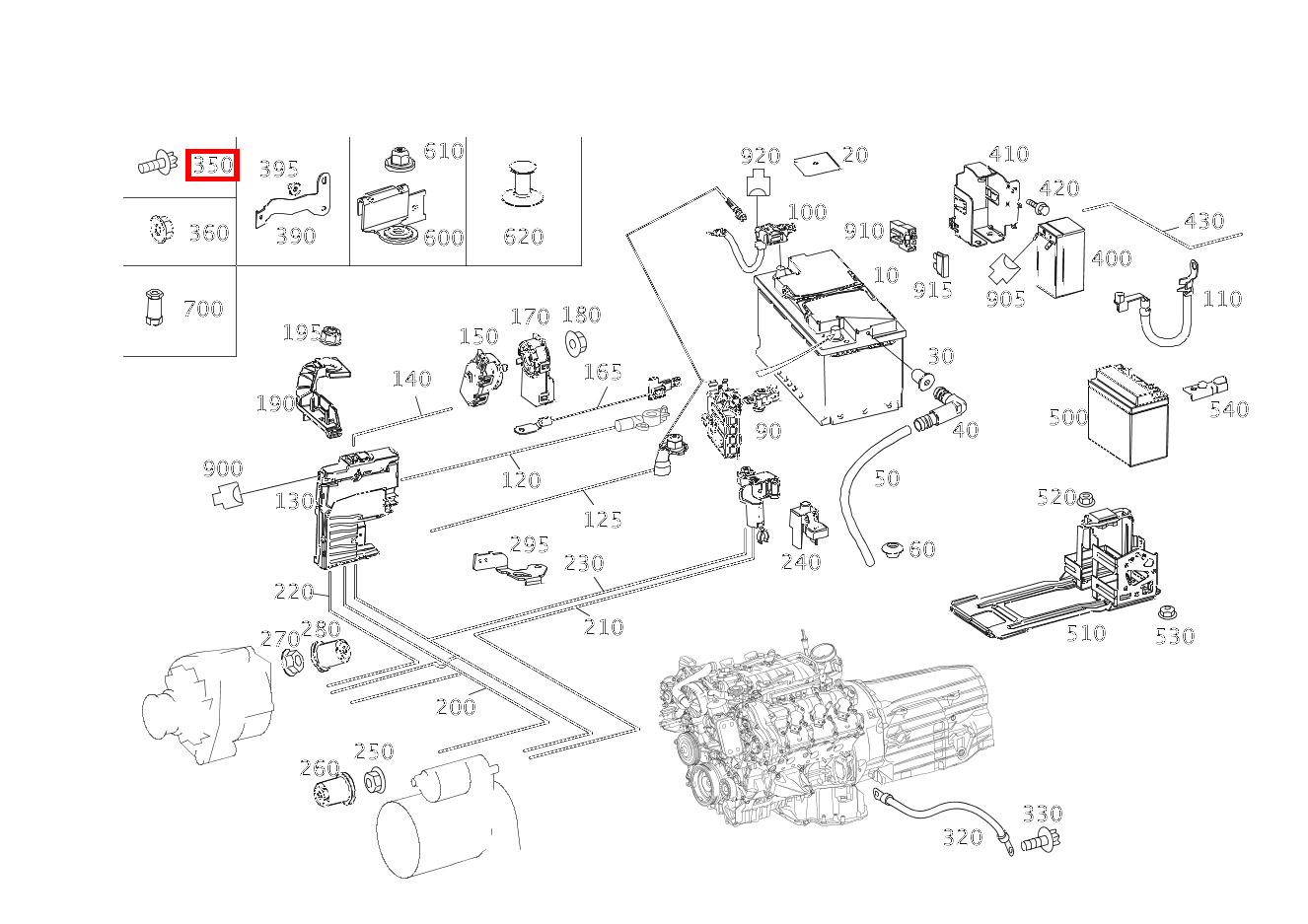 Sechsrundschraube STARTERLEITUNG AN GETRIEBEGEHAEUSE VORNE LINKS; M10X45 E250TCDI BLUE EFF 212