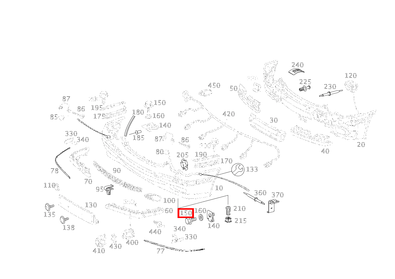 Sechsrundschraube STOSSFAENGER AN TRAEGER UNTEN; M6X35 E 200 T-Limousine 210
