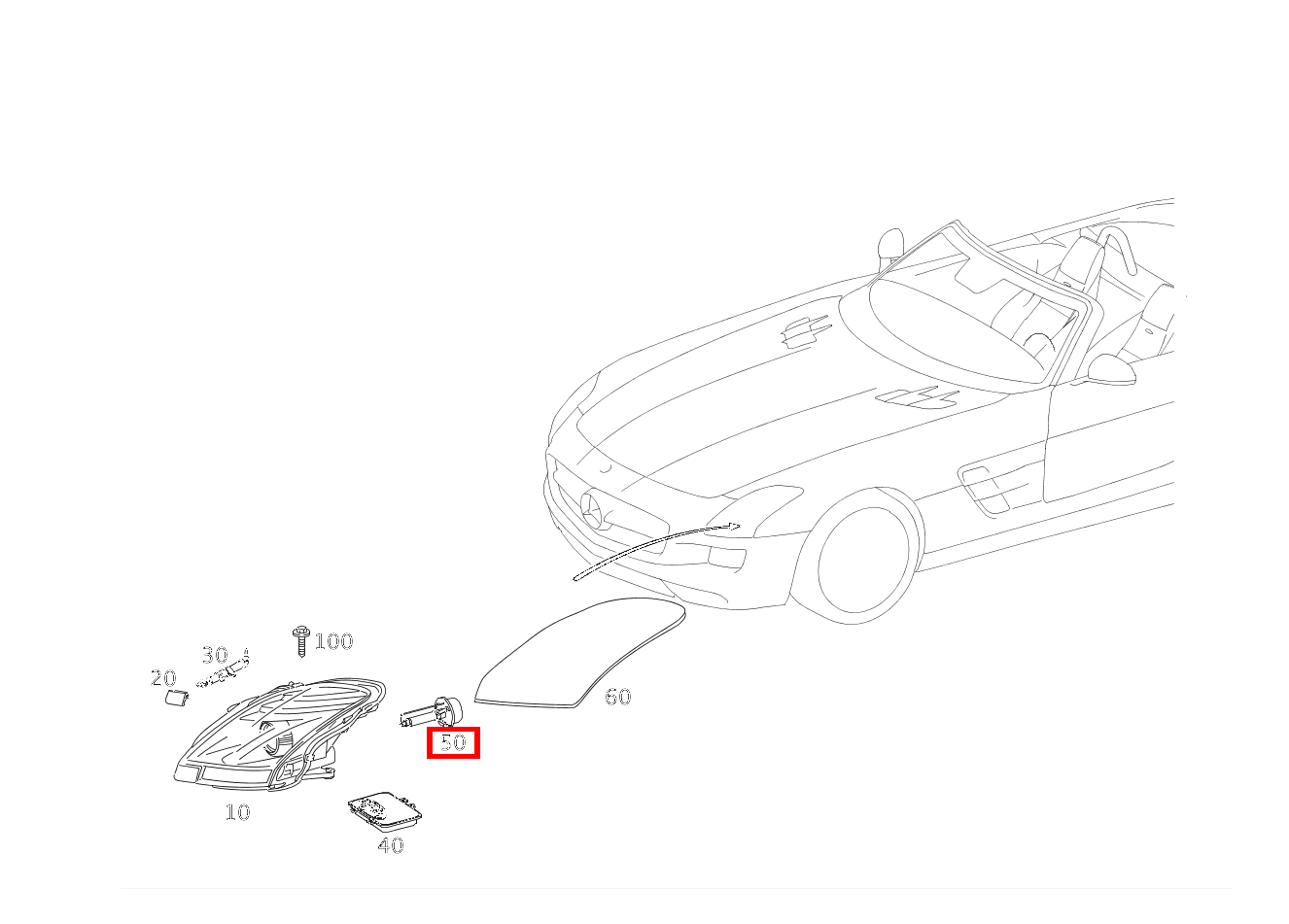 GASENTLAD.LAMPE ABBLENDLICHT UND FERNLICHT,RECHTS; D1S-35W-BIXENON SLS AMG GT Roadster Final Edition 197
