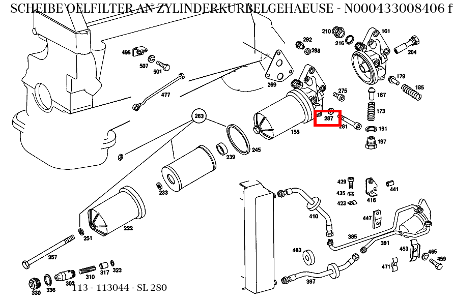 Scheibe OELFILTER AN ZYLINDERKURBELGEHAEUSE SL 280 113
