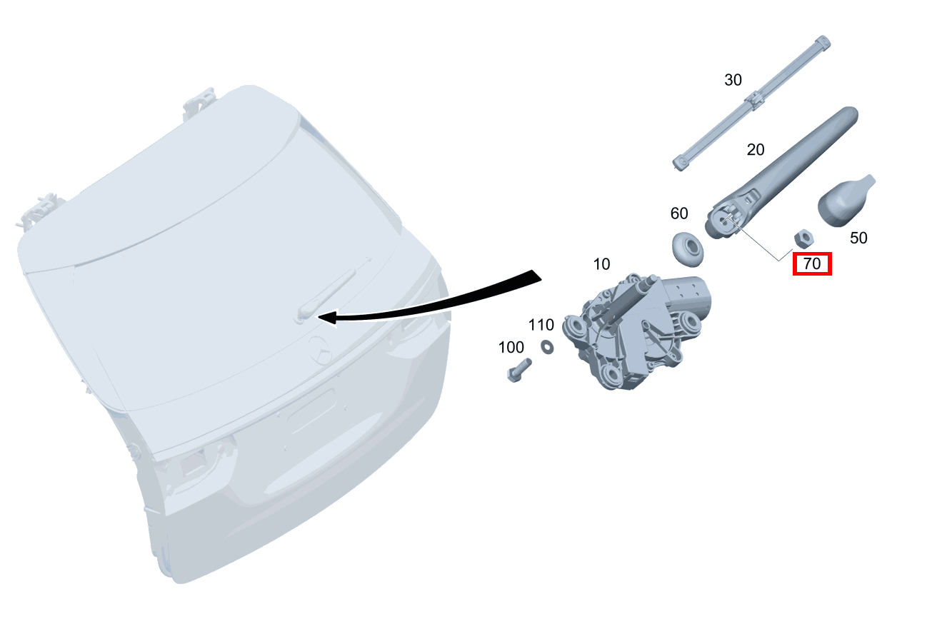 Sechskantmutter WISCHERARM AN WISCHERMOTOR; M8 Mercedes-AMG E 63 S 4MATIC+ T-Modell 213
