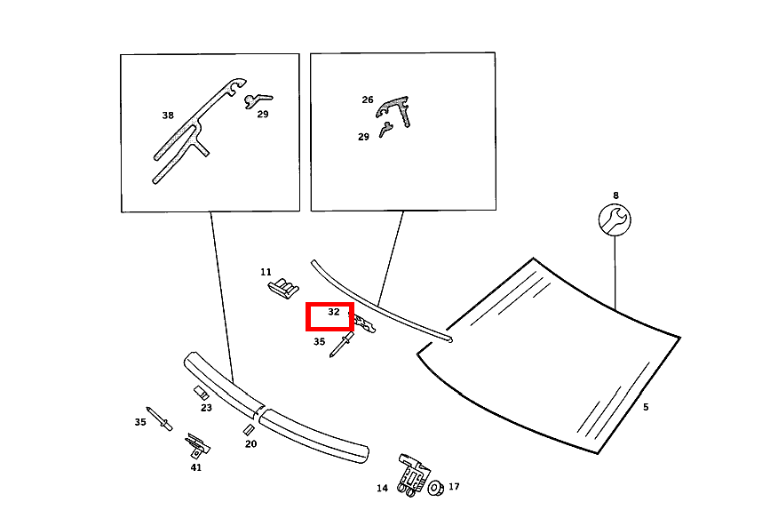 DREHBEFEST.-STECKKLAMMER ZIERSTAB AN DACHBEPLANKUNG 190 D 2.5 Limousine 201