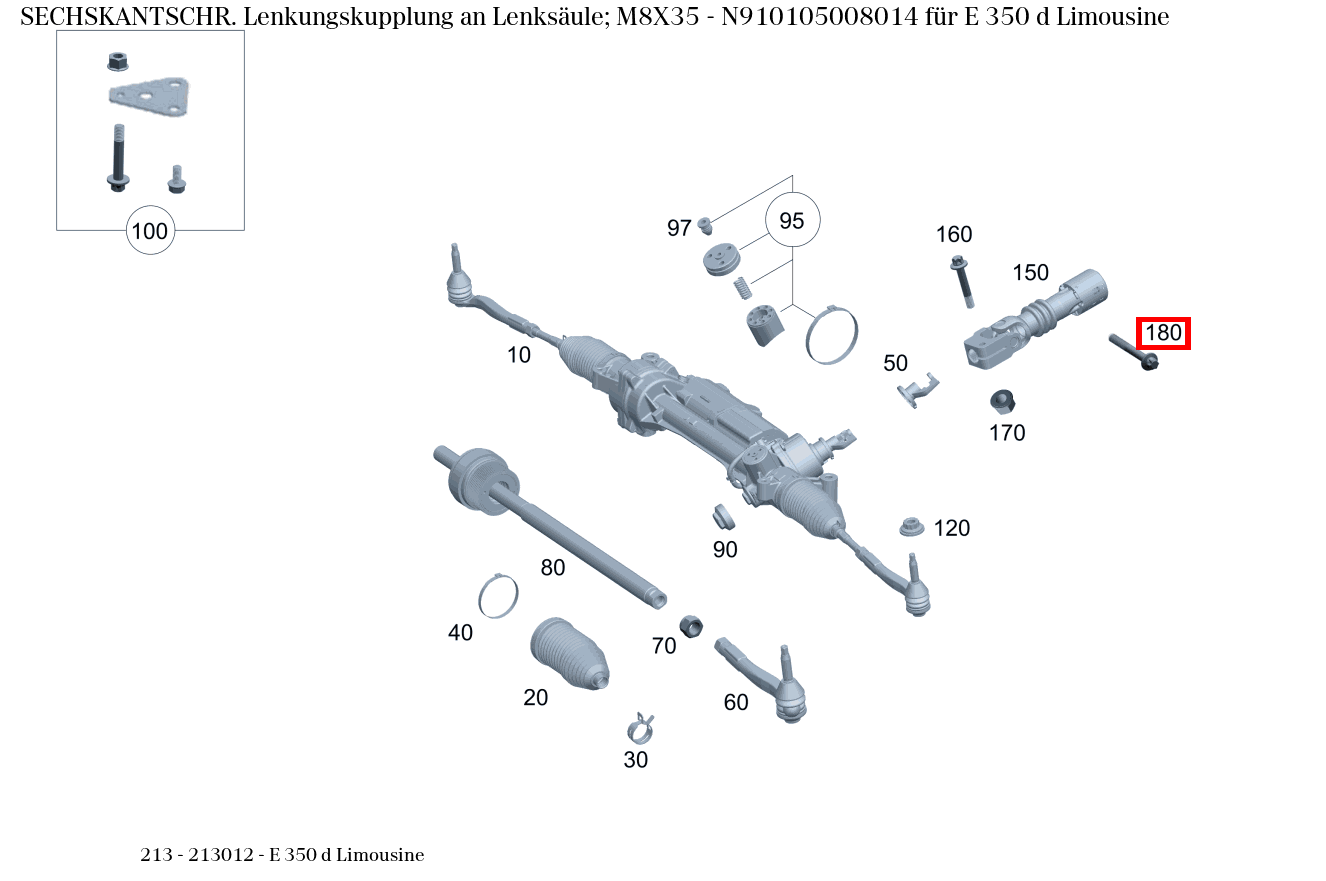 Sechskantschraube Lenkungskupplung an Lenksäule; M8X35 E 350 d Limousine 213 Sechskantschraube Lenkungskupplung an Lenksäule; M8X35 E 350 d Limousine 213
