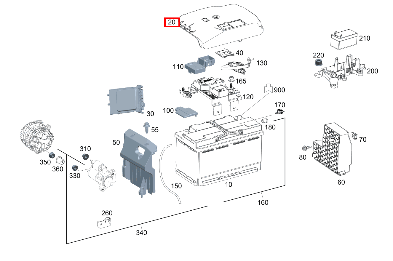 BATTERIEABDECKUNG Starterbatterie A 180 Kompaktlimousine 205 BATTERIEABDECKUNG Starterbatterie A 180 Kompaktlimousine 205