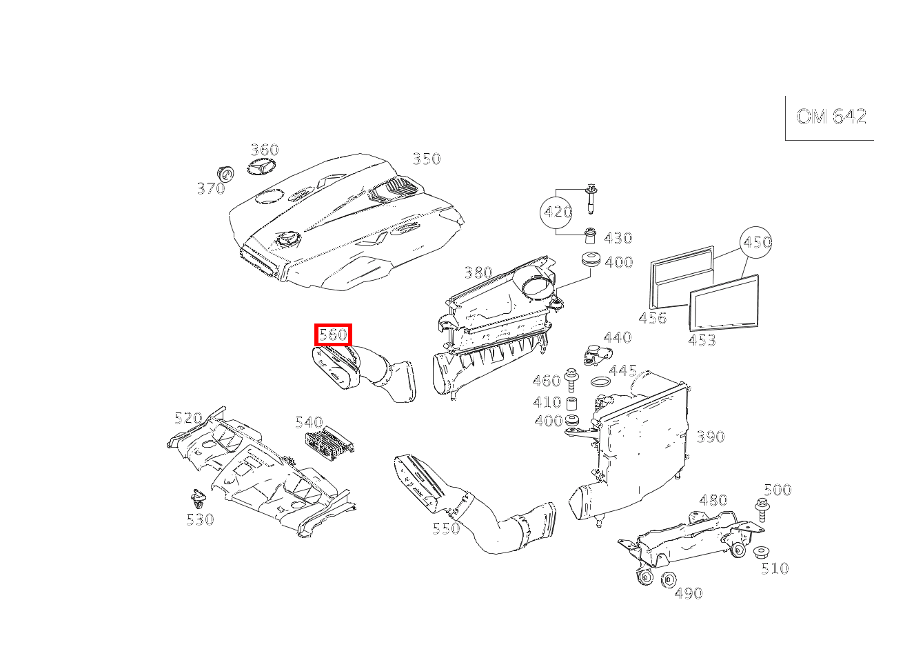 Rohluftleitung RECHTS E350CDI BE CA 207
